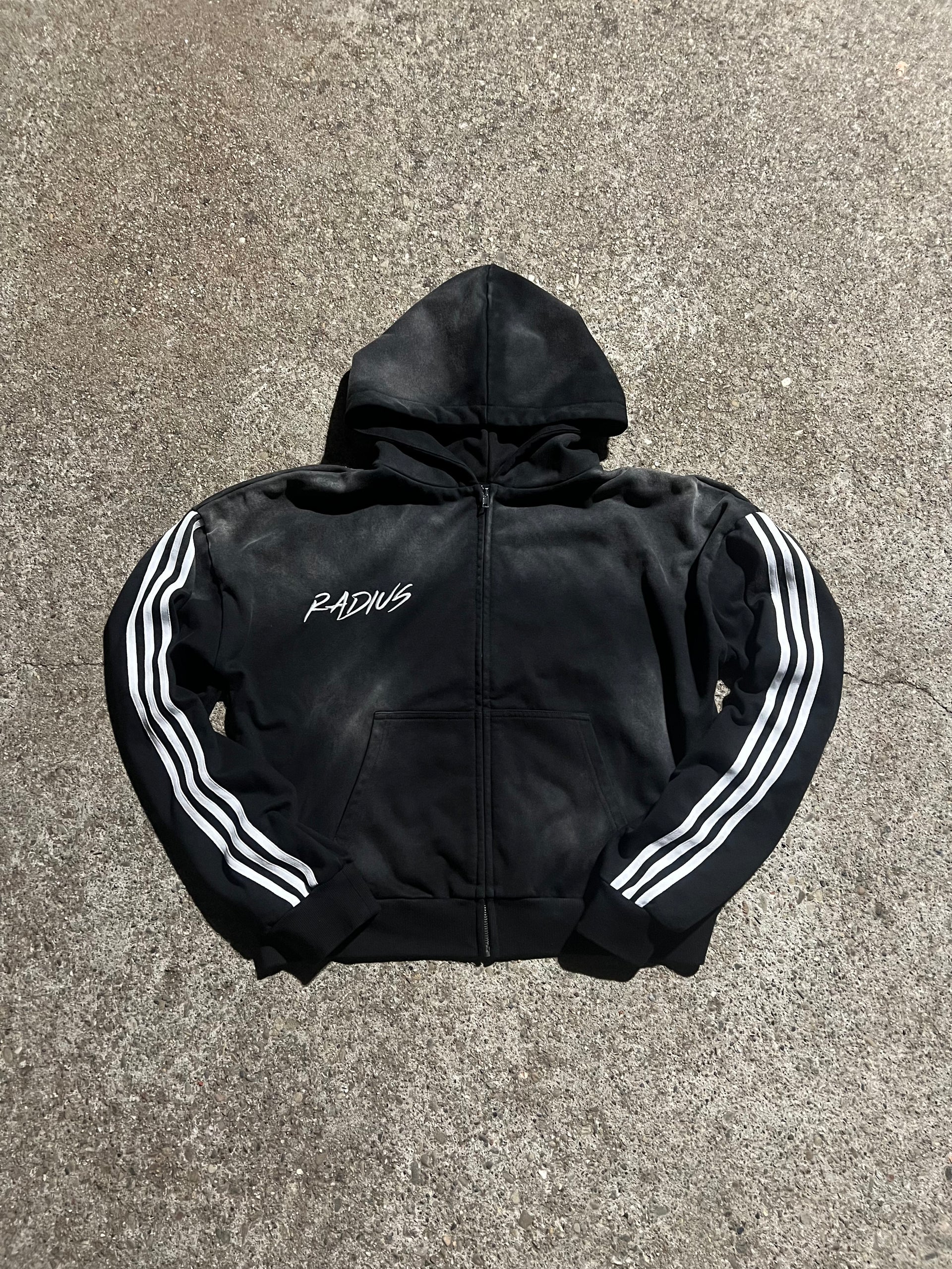 トップス RADIANT ribknit zip damage hoodie DND4DES Diamond Distressed Zip-Up Hoodie
